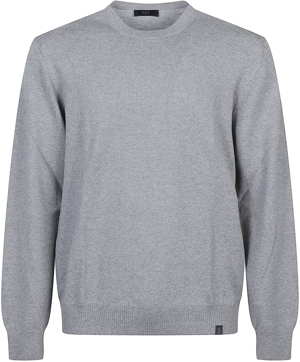 Fay Round Neck Sweater White