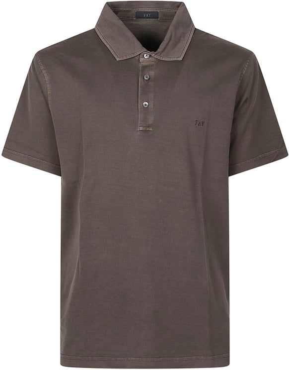 Fay Short Sleeve Frosted Embroidery Polo Shirt Brown