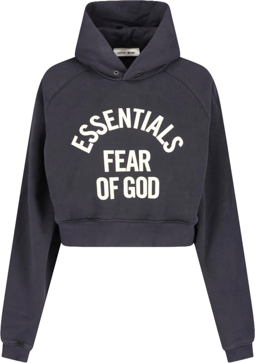 Fear of God Black Cropped Arched Logo Hooded Sweatshirt
