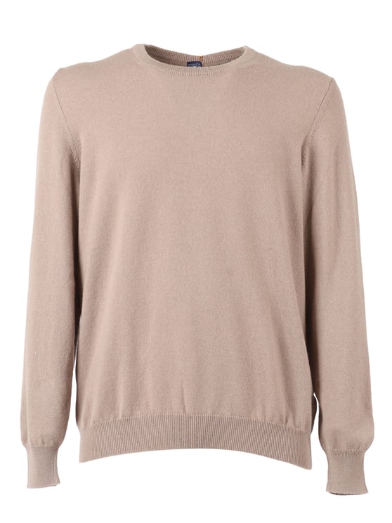 Fedeli Classic Cashmere Crew-Neck Sweater with Ribbed Details