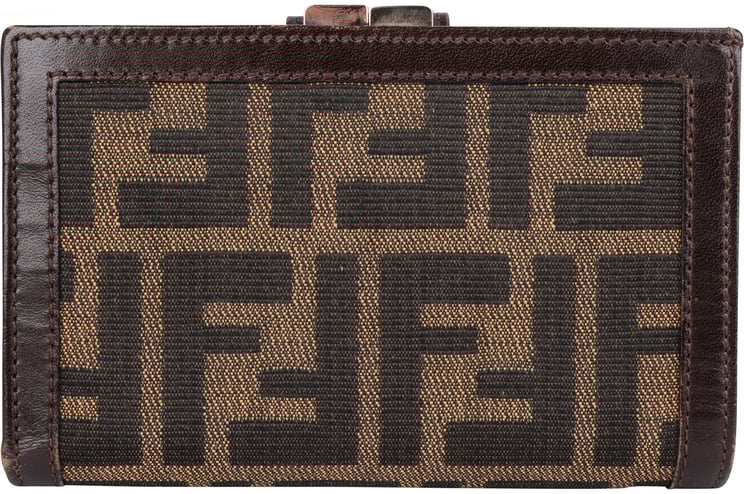 Fendi Fendi FF Monogram Canvas Zucca Kiss Lock Wallet