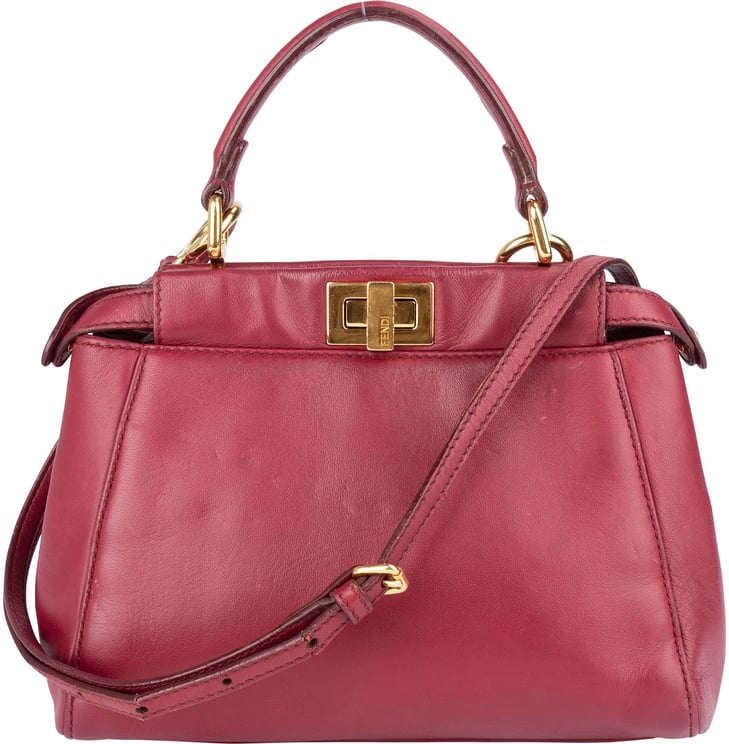Fendi Fendi Leather Peekaboo Mini Handbag