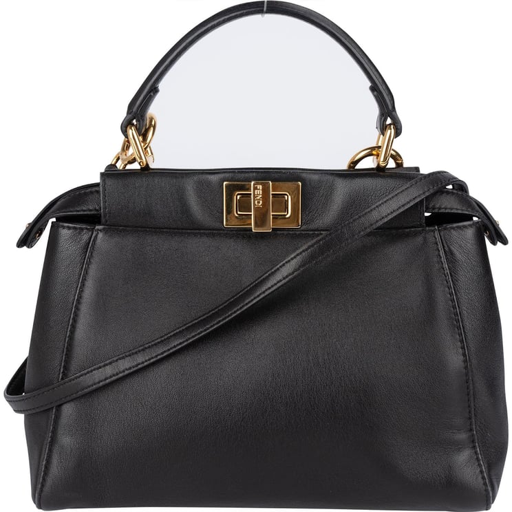Fendi Fendi Black Leather Mini Peekaboo Handbag