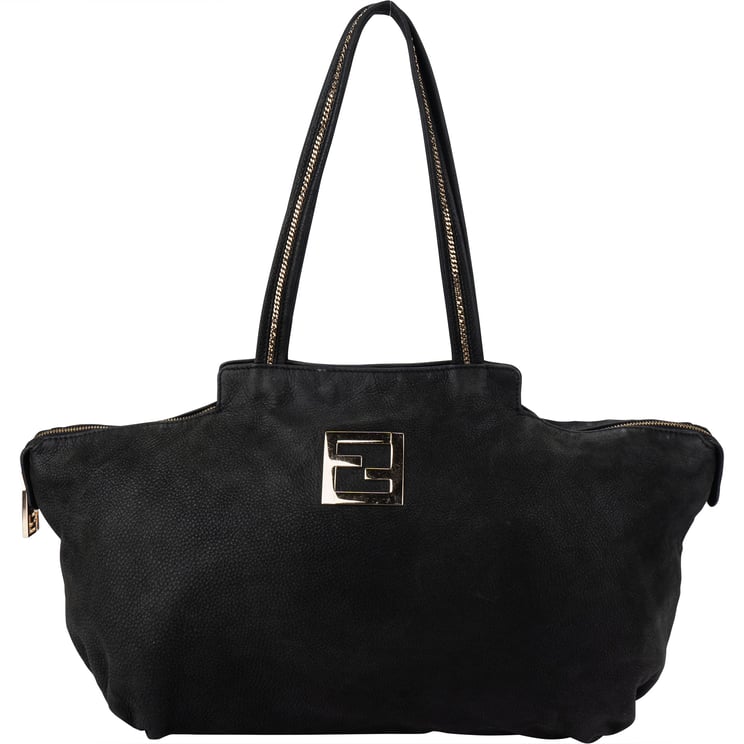 Fendi Fendi Black Nubuck Glitter Chain Handbag