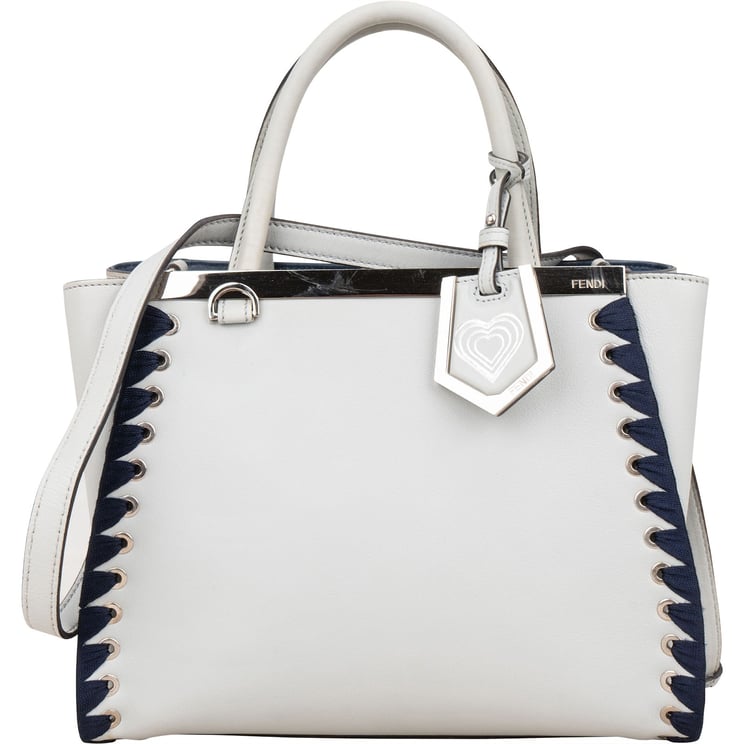 Fendi Fendi Light Blue Leather Whipstitch 2Jours Mini Handbag