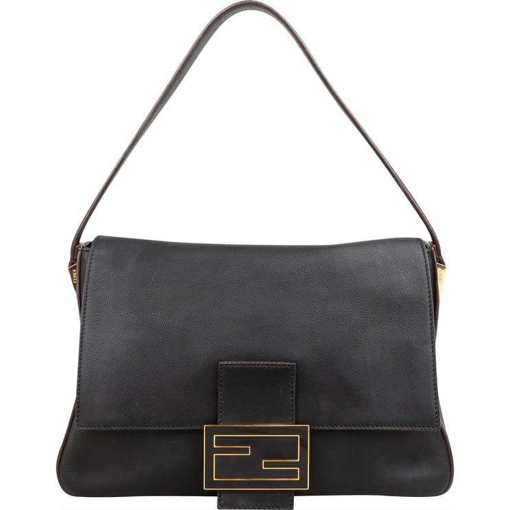 Fendi Fendi Black Leather Mamma Baguette Shoulder Bag
