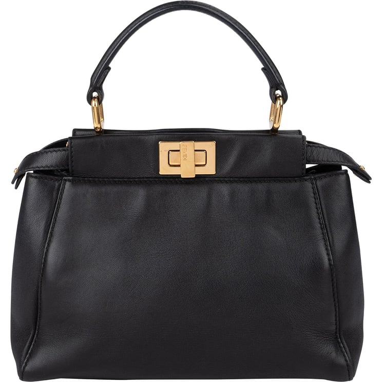 Fendi Fendi Black Leather Mini Peekaboo Handbag