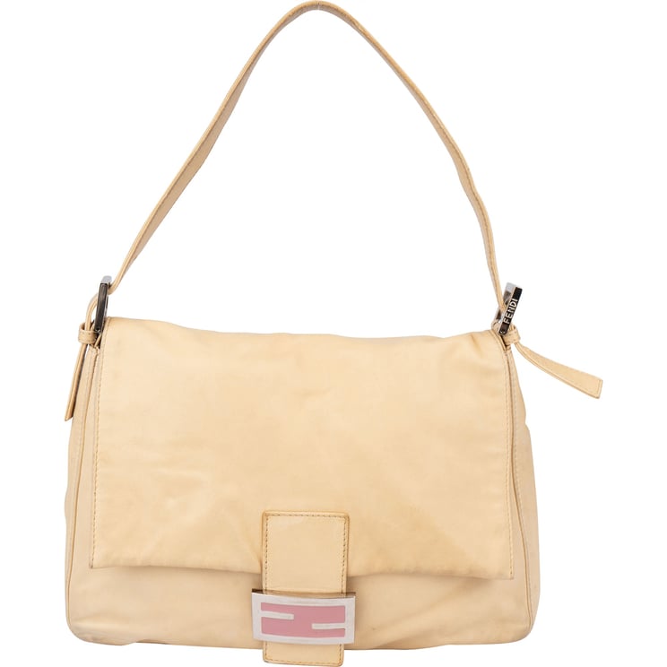 Fendi Fendi Beige Leather Baguette Mamma Handbag