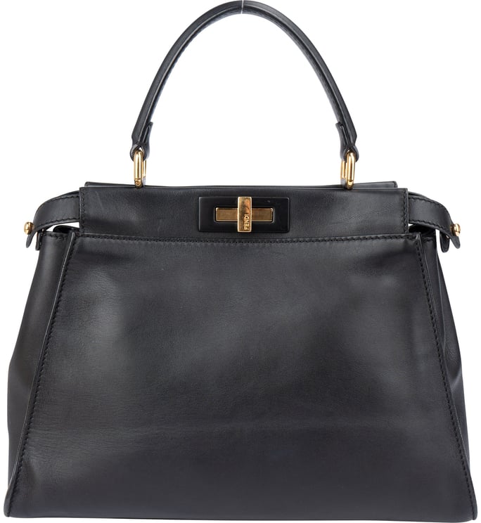 Fendi Fendi Black Leather Peekaboo Handbag