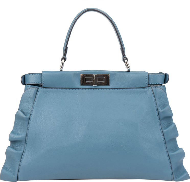 Fendi Fendi Blue Leather Peekaboo Wave Handbag