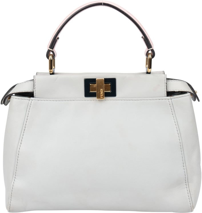 Fendi Fendi Grey Leather Peekaboo Handbag