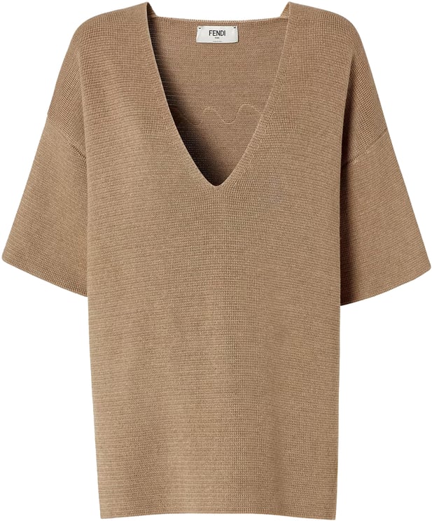 Fendi Warm Beige Essential Textured Knit Top
