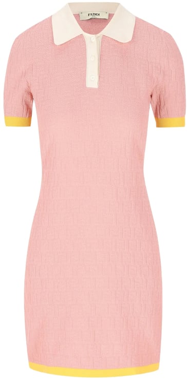 Fendi Color Block FF Fitted Pink Knit Dress