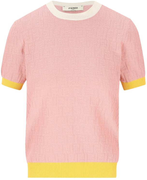 Fendi Color Block FF Short-Sleeved Knit Top