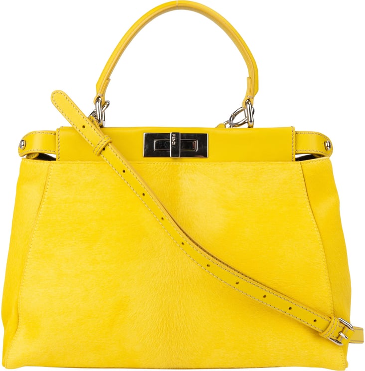 Fendi Fendi Yellow Pony Hair Peekaboo Handbag