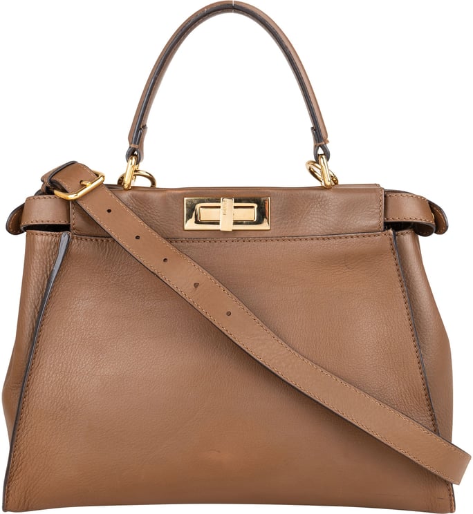 Fendi Fendi Brown Leather Peekaboo Handbag