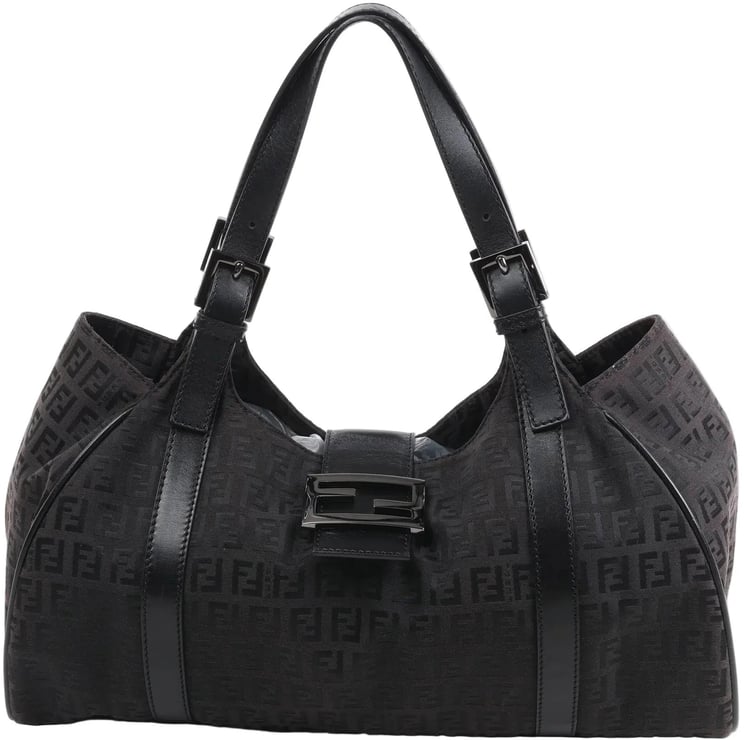 Fendi FENDI Zucchino Canvas x Leather Handbag in Brown 8BR091