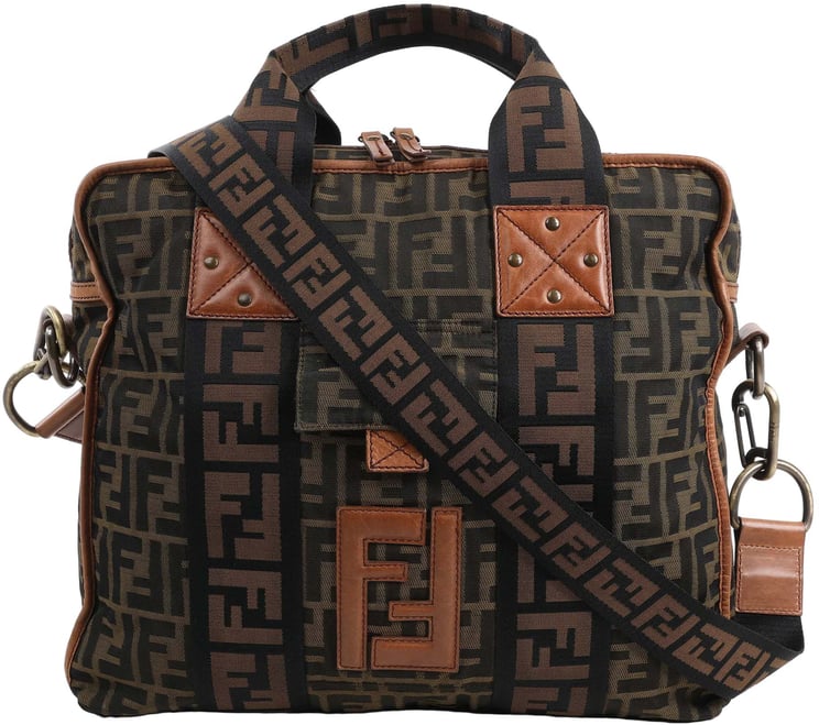 Fendi FENDI Zucca Canvas x Leather 2Way Handbag in Brown 7VA158