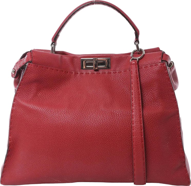 Fendi Fendi Peekaboo Large Selleria Leather 2Way Handbag in Red 8BN210