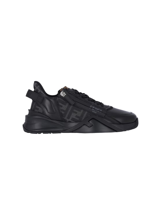 Fendi Black Flow FF Logo Leather Sneakers