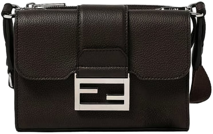 Fendi Leather Pebbled Baguette Shoulder Bag
