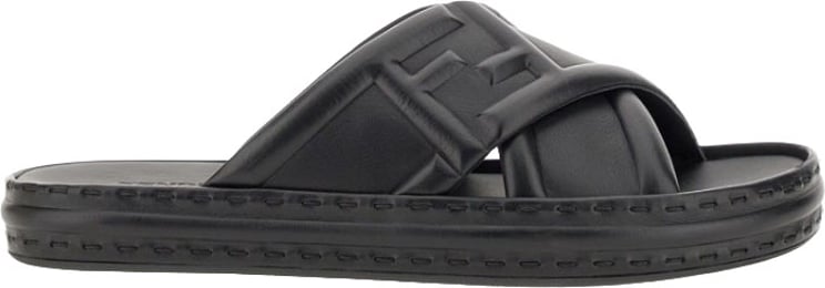 Fendi Black Leather Sandal