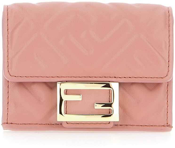 Fendi Fendi Pink nappa leather Micro Trifold Baguette wallet