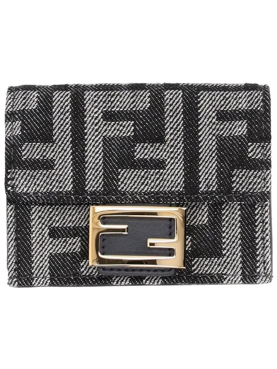 Fendi Black Trifold Baguette Wallet