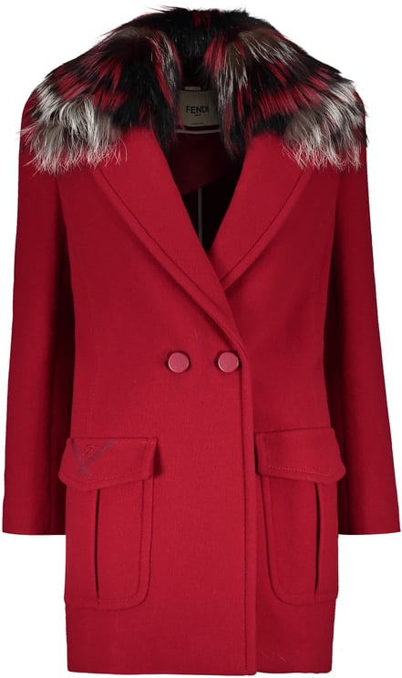 Fendi Virgin wool coat with fox fur