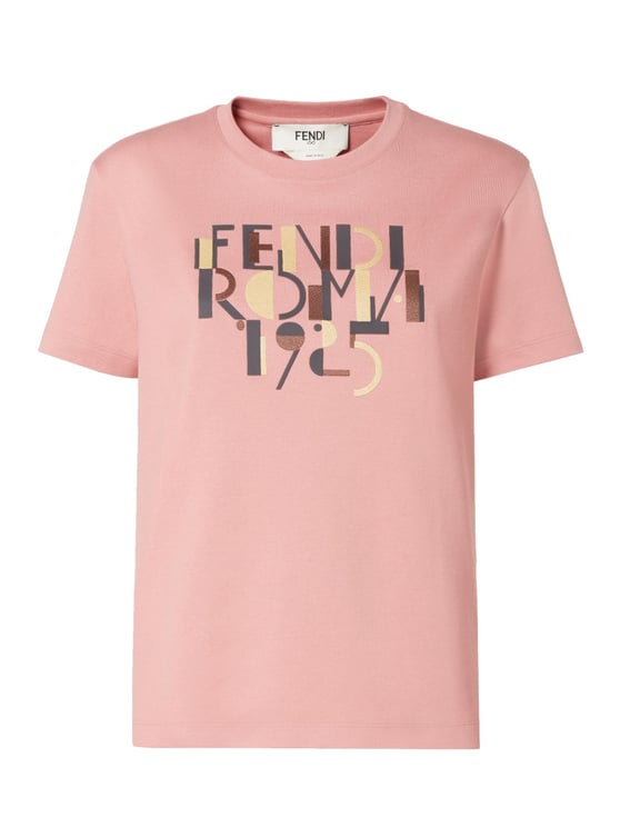 Fendi Pink Cotton Graphic Print T-Shirt