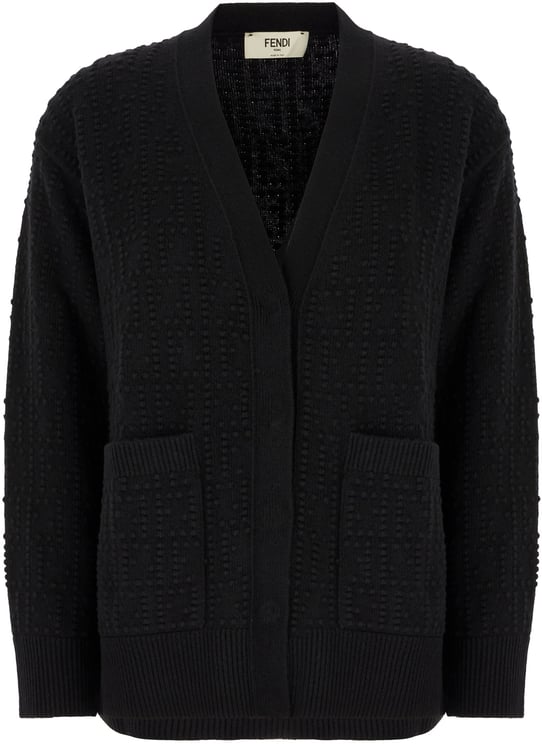 Fendi Fendi Black stretch wool blend cardigan