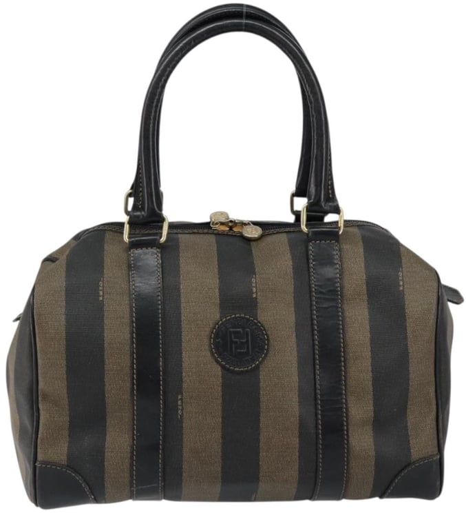 Fendi Fendi Vintage Pequin Boston Bag Coated Canvas Medium