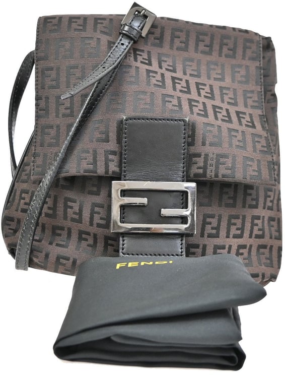 Fendi Fendi Vintage Flap Crossbody Bag Zucchino Coated Canvas Small