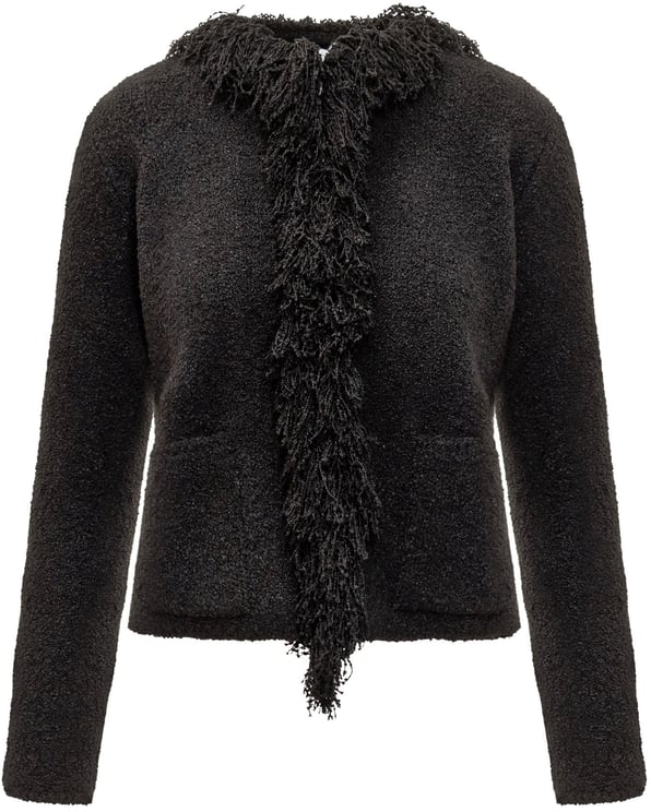 Ferragamo Cardigan Nero con Frange Ferragamo