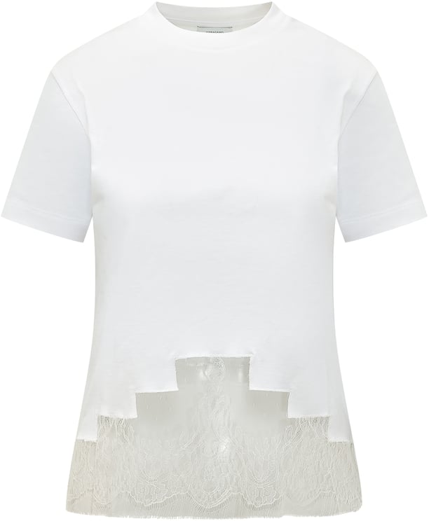 Ferragamo T-shirt con Inserto in Pizzo sul Fondo