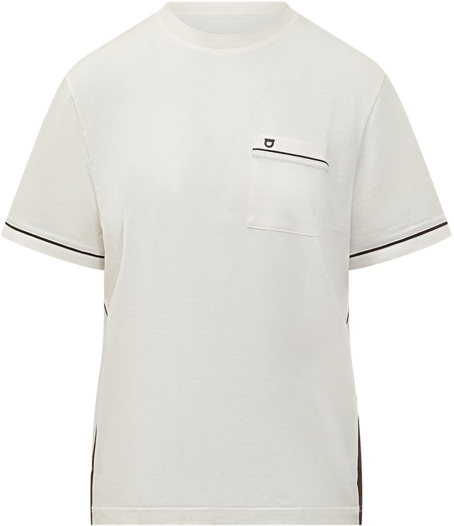Ferragamo T-shirt con Taschino e Dettagli a Contrasto