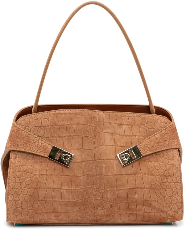 Ferragamo Borsa a Spalla con Manico e Fibbie Frontali