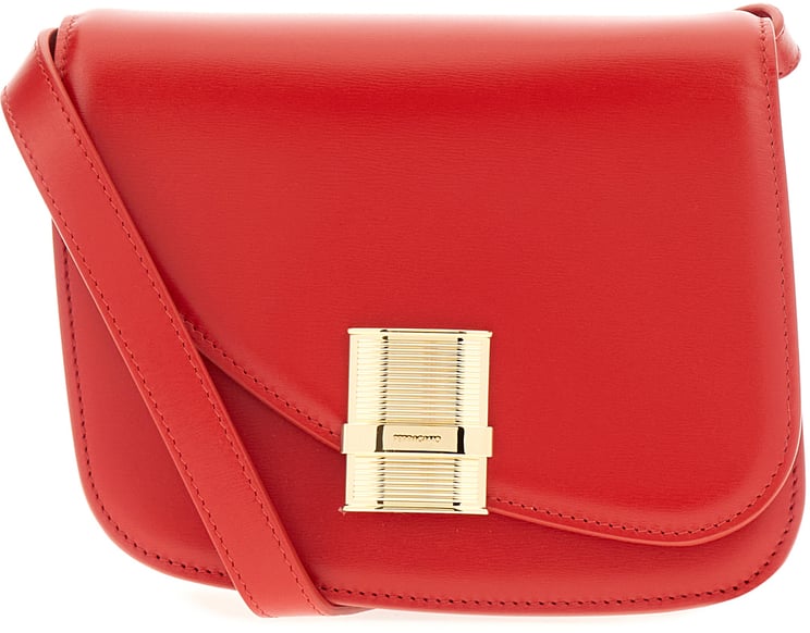 Ferragamo Ferragamo Red leather small Fiamma crossbody bag