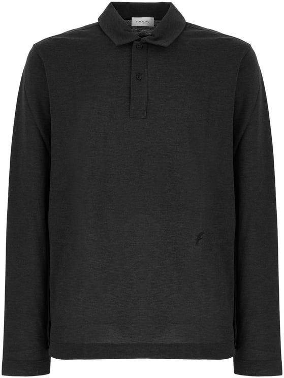 Ferragamo Ferragamo Graphite cotton blend polo shirt