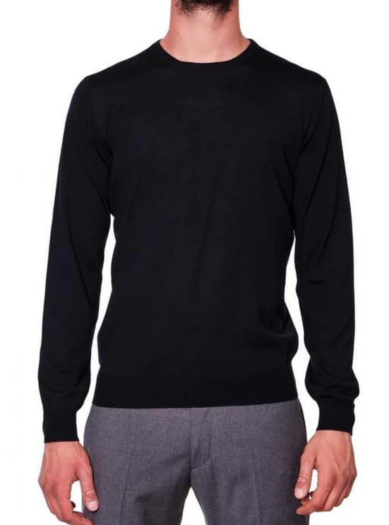 Filippo De Laurentiis Navy Blue Merino Crewneck Sweater