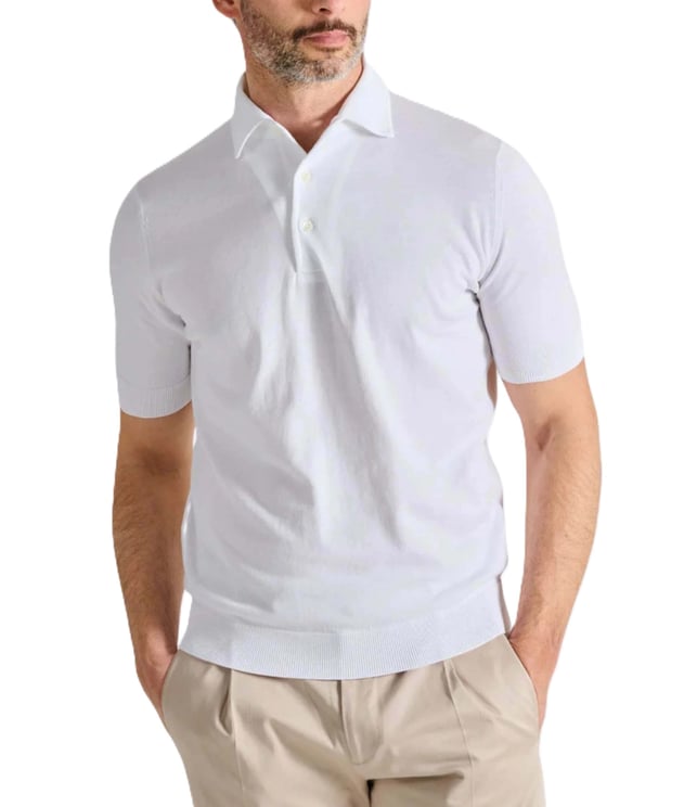 Filippo De Laurentiis White Cotton Blend Polo Shirt