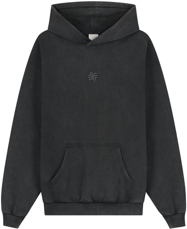Filling Pieces Hoodie Boxy Embroidered Vintage Black