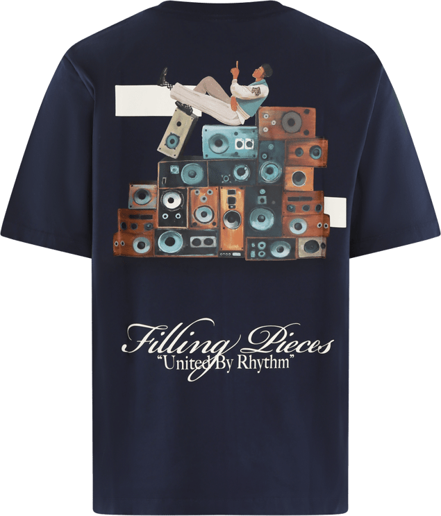Filling Pieces Heren Speaker Wall T-Shirt Blauw