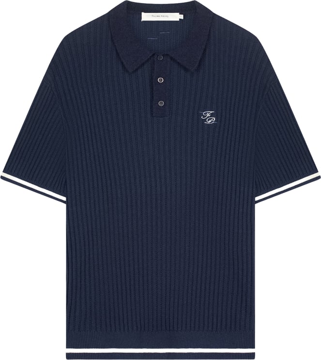 Filling Pieces Filling Pieces 422670500246 Polos Donkerblauw Knit Polo Boucle