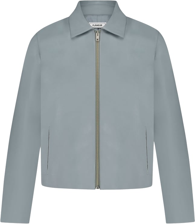 FLÂNEUR Leather Blouson Worker Jacket | Light Blue