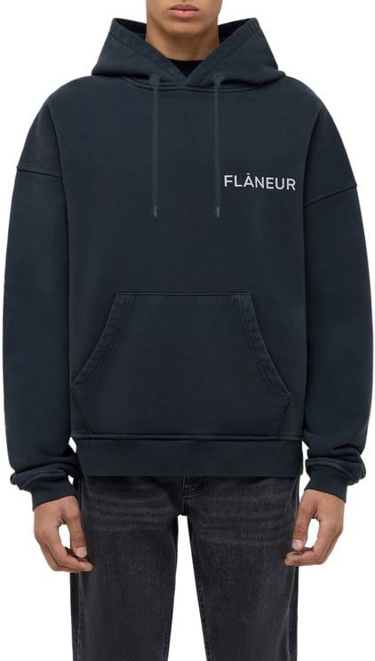 FLÂNEUR Washed Flâneur Hoodie (500GSM) | Black