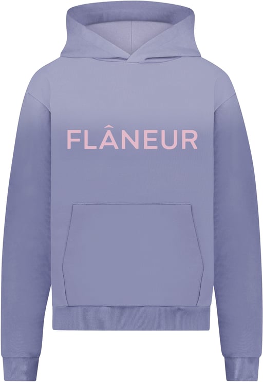 FLÂNEUR Washed Puffed Logo Hoodie (500GSM) | Purple