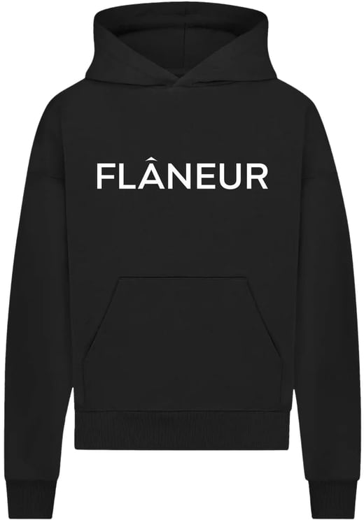 FLÂNEUR Printed Logo Hoodie | Black