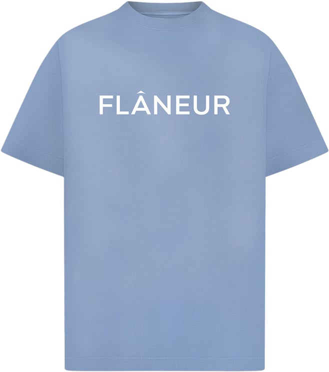 FLÂNEUR Printed Logo T-Shirt | Blue