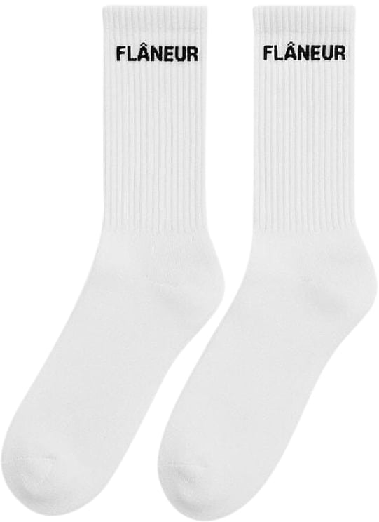 FLÂNEUR Logo Socks | White